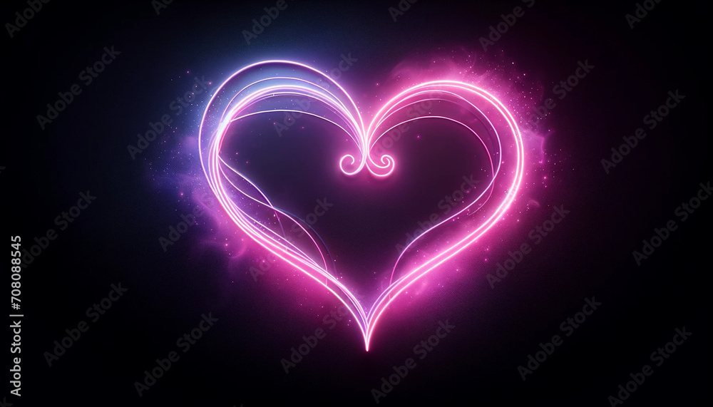 neon glowing heart on a darck background, generative AI neon glowing heart on a darck background, generative AI