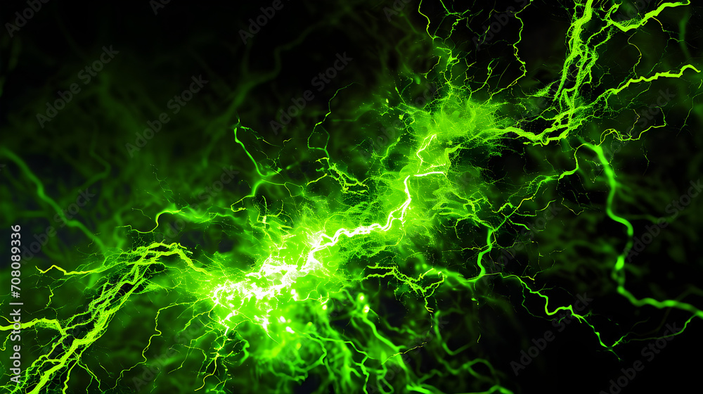 Abstract background of green lightning