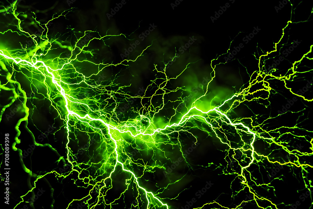 Abstract background of green lightning