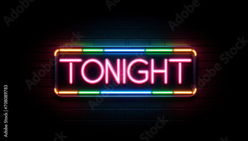 tonight neon sign on brick wall, generative AI