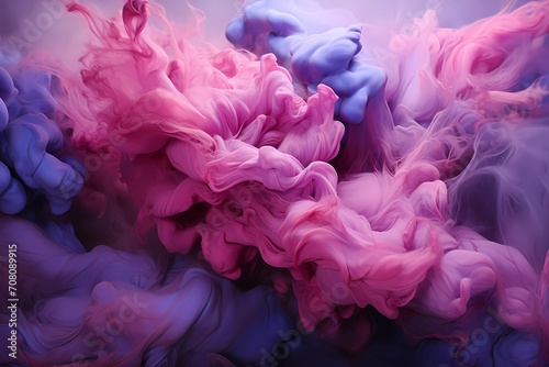 Electric pink and deep indigo liquids converging in a surreal symphony