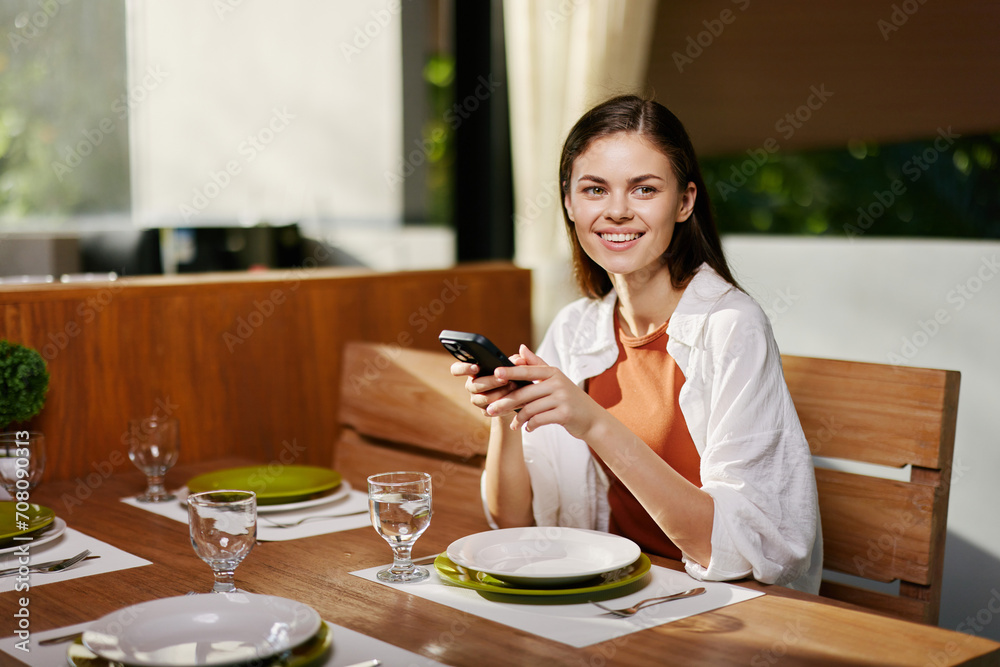 Person attractive eating smile lunch happy cheerful table young women female lifestyles sitting food Person attractive eating smile lunch happy cheerful table young women female lifestyles sitting food