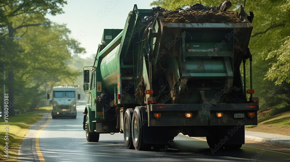 Photo Of A Garbage Truck on the Road From The Rear