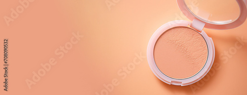 Elegant Compact Powder on Peach Background