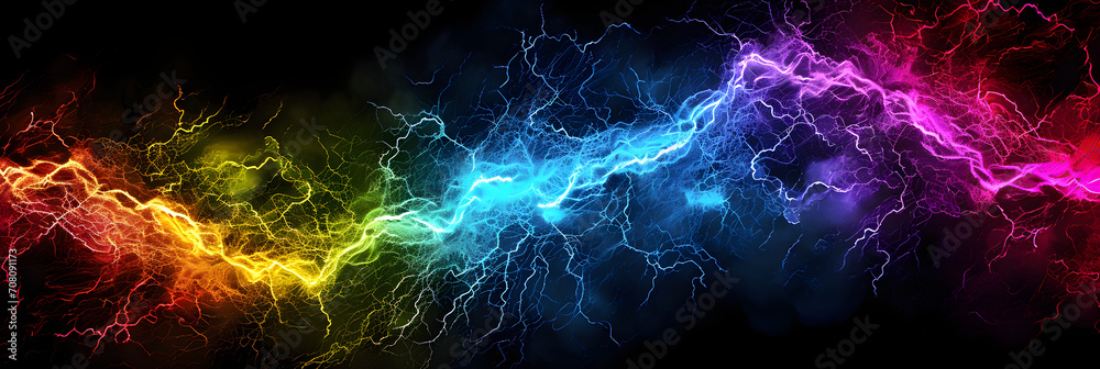 Fototapeta premium Abstract background of multi coloured lightning