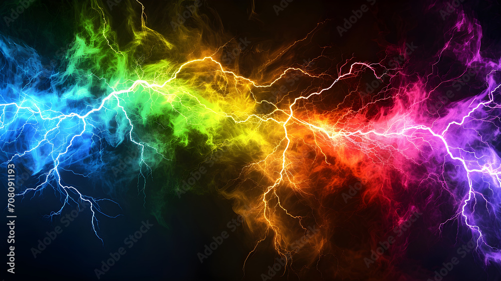 Abstract background of multi coloured lightning Abstract background of multi coloured lightning