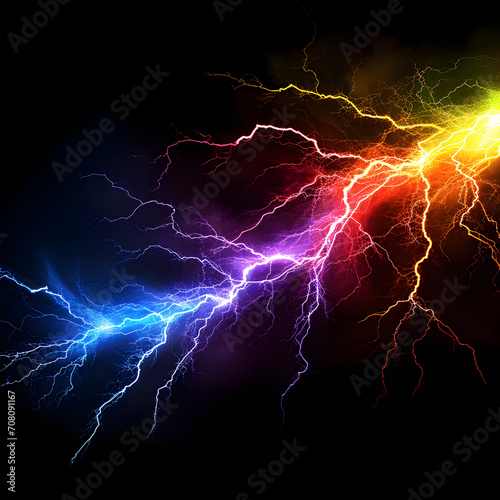 Abstract background of multi coloured lightning