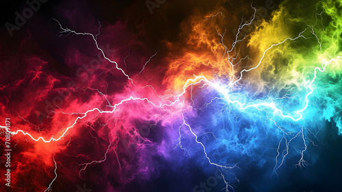 Abstract background of multi coloured lightning
