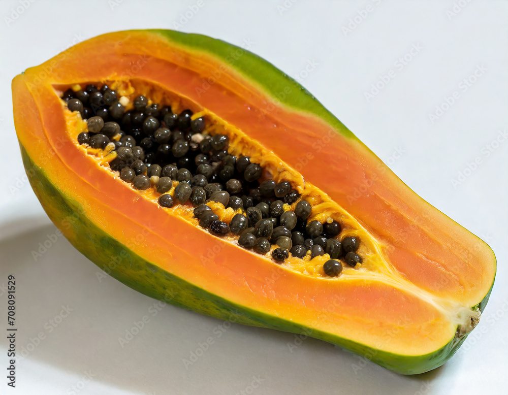 half of papaya isolated on a white background half of papaya isolated on a white background