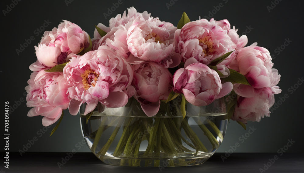 Fototapeta premium Freshness and beauty in nature a pink tulip blossom generated by AI