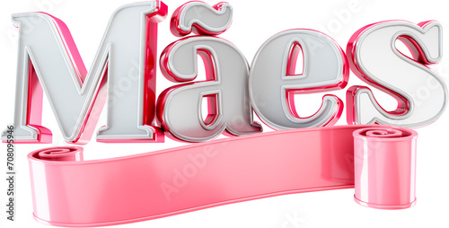 Selo 3d feliz dia das maes, mae mamae 3d rosa logotipo promocional photo