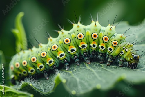 close up of caterpillar on a leaf photo