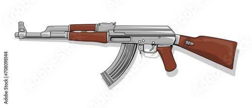 gun isolated on white background. Premium AK-47 Firearm Vector: High-Quality, Editable, and Transparent Background for Dynamic Design Projects - Royalty-Free Stock Illustration