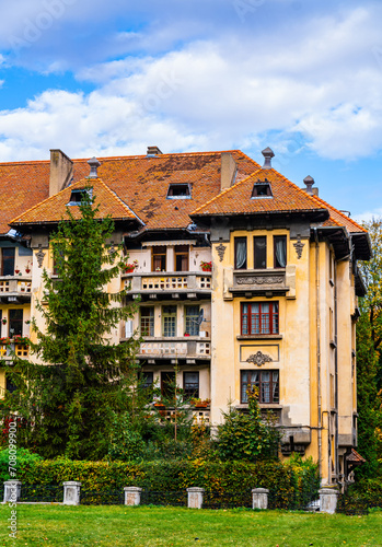 Abandoned Old Building With Blue Tarp in Brasov, Romania - Travel Image. An abandoned old building in Brasov, Romania, located in the picturesque region of Transylvania
