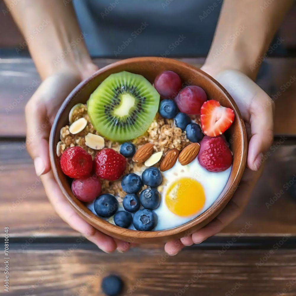 healthy breakfast cereal with berries