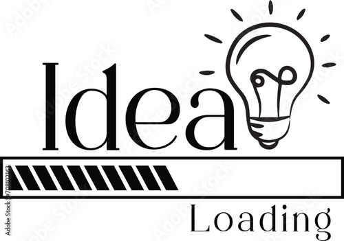 Idea loading concept with light bulb and loading bar or loading ideas in flat style, Wall Decor, Office Wall, Wall Branding, Vinyl Sticker Printing Quotation, Idea loading 