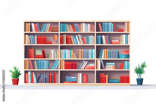 books on bookshelf isolated vector style illustration © Zaharia Levy