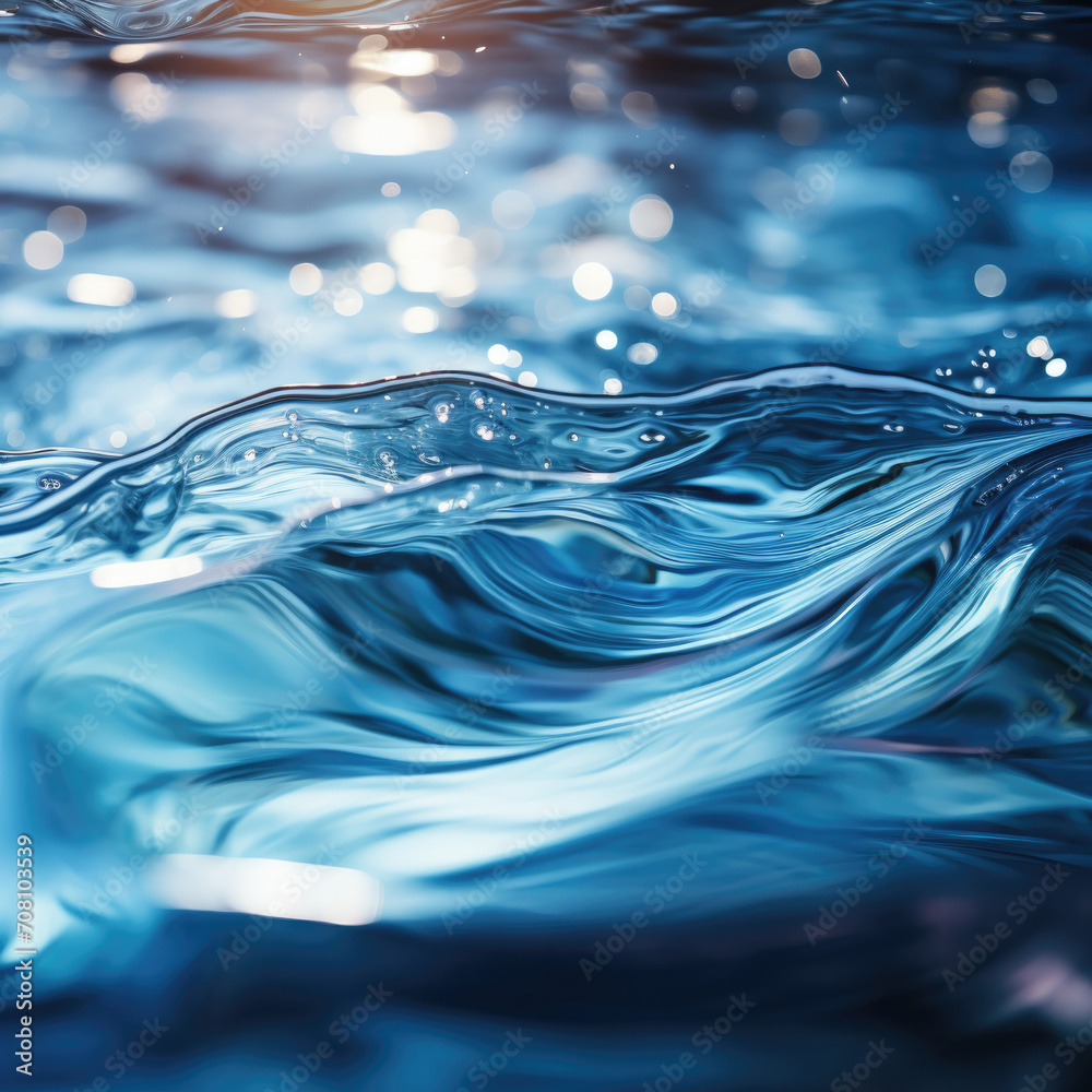 Abstract background blue water ripples, generative AI Abstract background blue water ripples, generative AI
