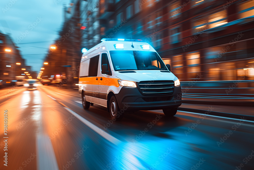Emergency Response: Ambulance Racing Through City Streets. Generative ai