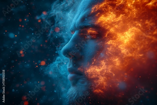 Abstract Duality: Ice and Fire Man. Generative ai