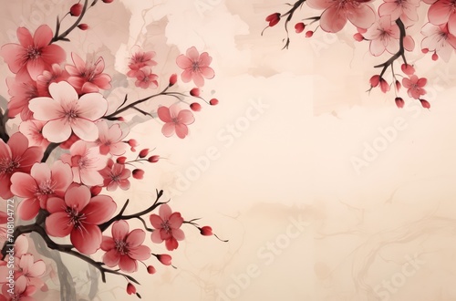 chinese lantern background with cherry blossom  chinese new year greeting background
