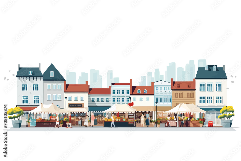 Market square vector flat minimalistic isolated vector style illustration