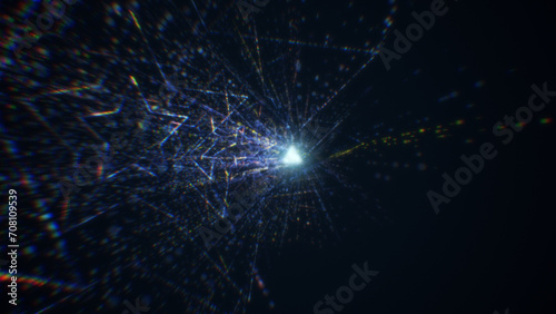 3D rendering of an abstract digital tunnel in cyberspace made of particles