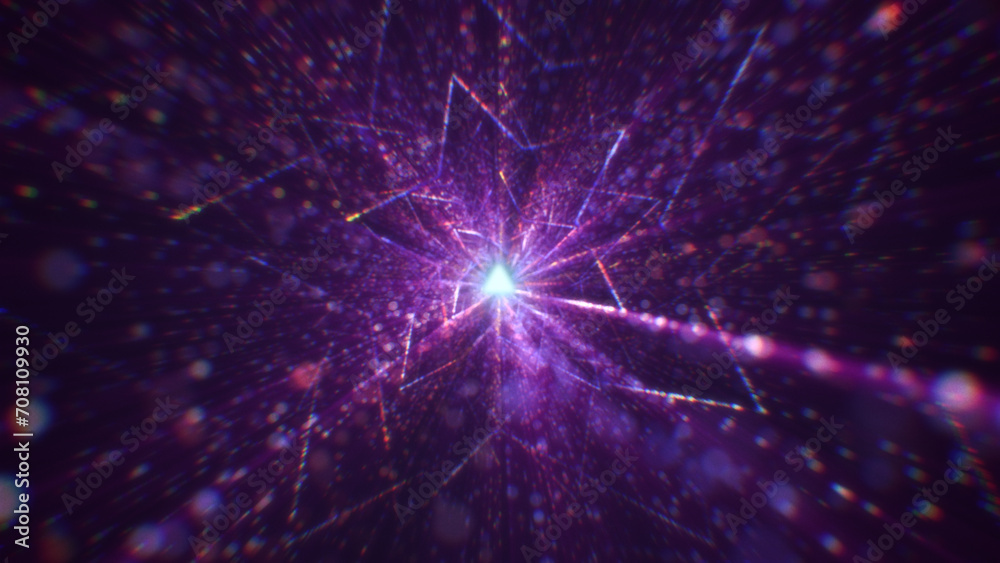 Fototapeta premium 3D rendering of an abstract digital tunnel in cyberspace made of particles