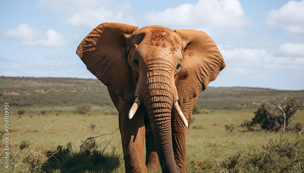 African elephant walking in the wilderness, looking majestic generated by AI