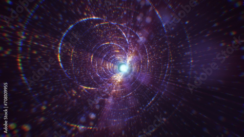 3D rendering of an abstract digital tunnel in cyberspace made of particles