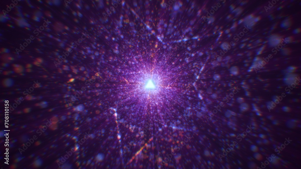 Fototapeta premium 3D rendering of an abstract digital tunnel in cyberspace made of particles