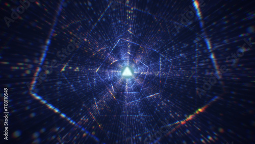 3D rendering of an abstract digital tunnel in cyberspace made of particles