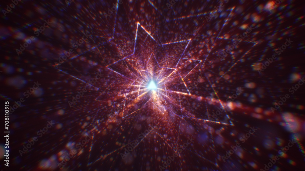 Fototapeta premium 3D rendering of an abstract digital tunnel in cyberspace made of particles