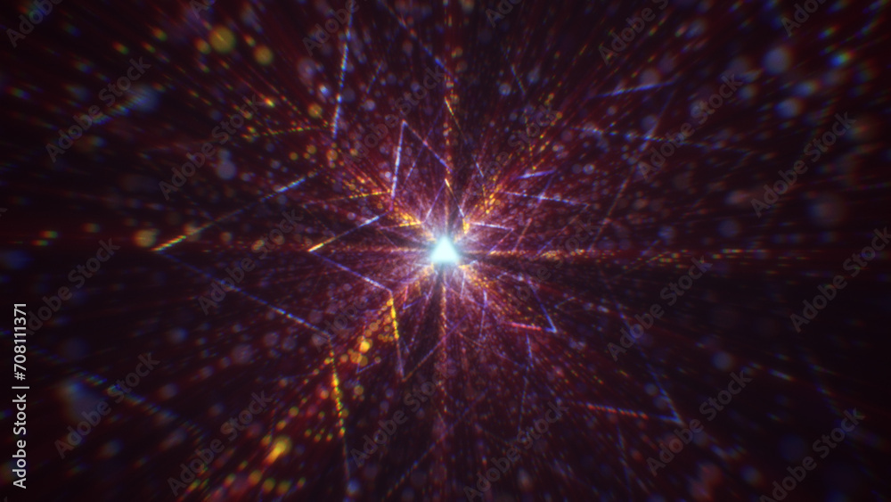 Fototapeta premium 3D rendering of an abstract digital tunnel in cyberspace made of particles