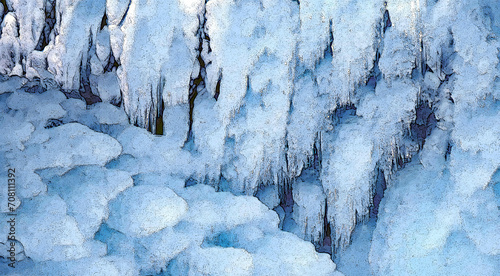 Illustration - Nature's Sculpture - Frozen waterfall closeup