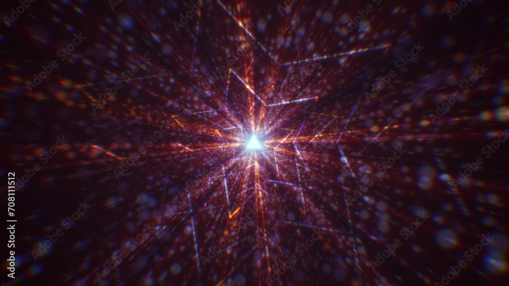 Fototapeta premium 3D rendering of an abstract digital tunnel in cyberspace made of particles