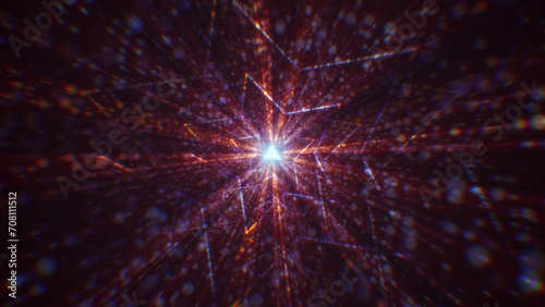 3D rendering of an abstract digital tunnel in cyberspace made of particles