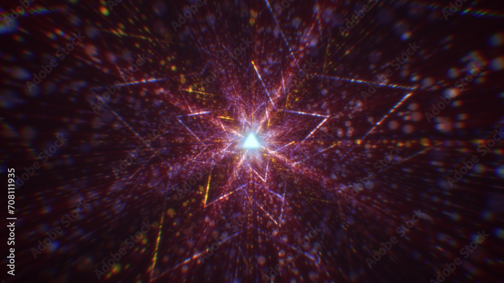 Fototapeta premium 3D rendering of an abstract digital tunnel in cyberspace made of particles