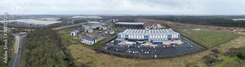 Aerial Panoramic View of Corby Town of Northamptonshire, England United Kingdom on Cold and Cloudy Day of January 2024 © Nasim