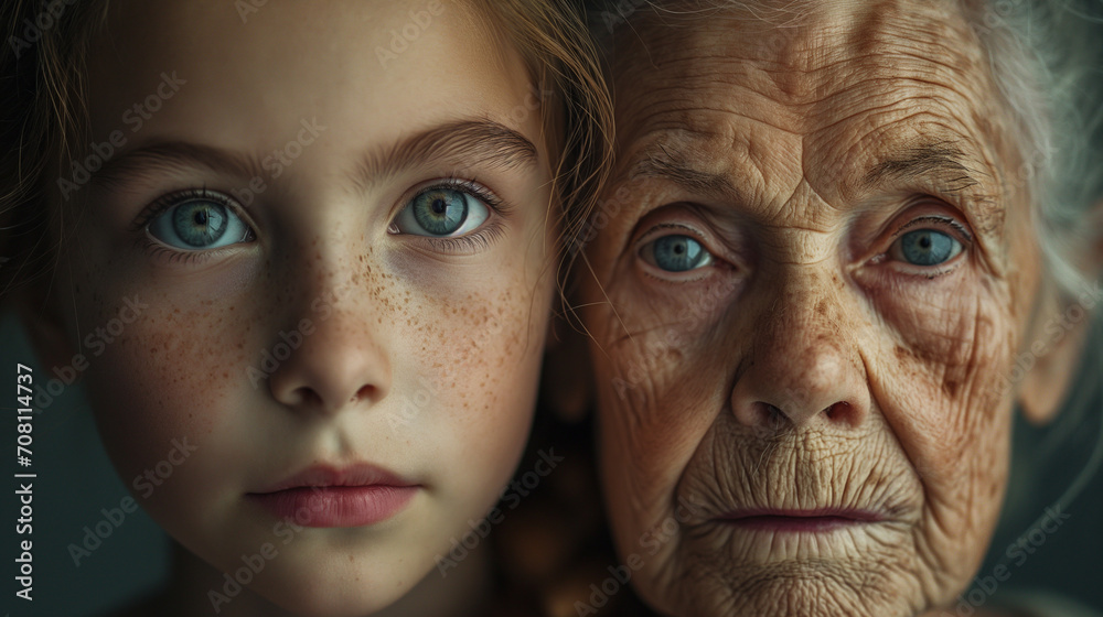 yesterday and tomorrow, younghood and old age, young girl with old lady, yesterday and tomorrow, younghood and old age, young girl with old lady,