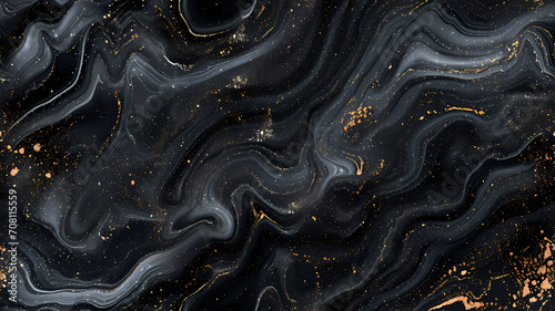 Smooth night black marbled surface background or wallpaper or website or header, copy text space for words