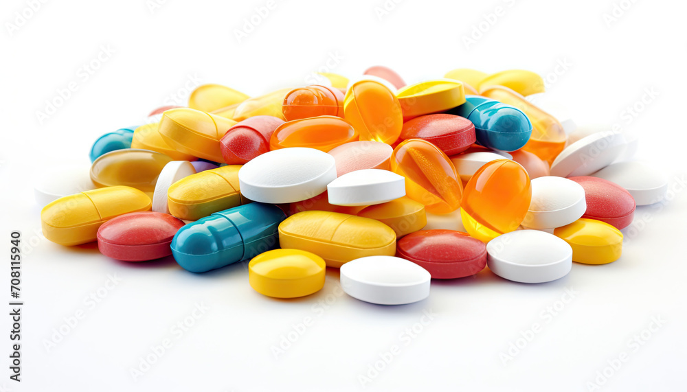 Colourful pills isolated on clear white background Colourful pills isolated on clear white background