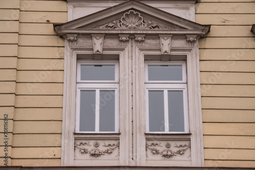 Munich, Germany - May 01, 2022: Old Decorative Wooden window.