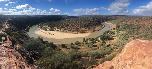 Panorama, landscape of Western Australia and Murchison River from Nature Window in Kalbarri