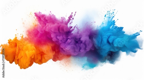 Colorful powder dust explosion on white background. AI generated image