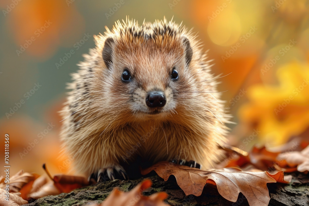 hedgehog close-up in nature Ai generative