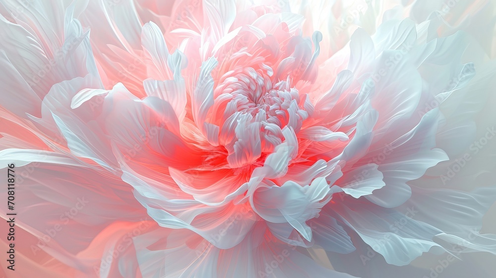 An image of a pink flower, in the style of fluid dynamic brushwork, light white and light crimson, rococo pastel, soft lighting