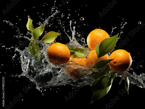 Tangerines falling into the water