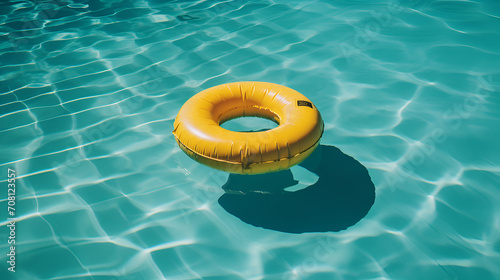 yellow tube floating in swimming pool, summer fun, vacation