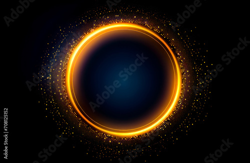Dark background with circle of gold sparkles in the middle of it.